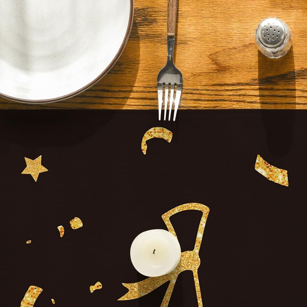 imageArtoid Mode Congrats Table Runner Diploma Cap 2025 Graduation Holiday Kitchen Dining Table Runners for Home Party Decor 13 x 36 InchBlack