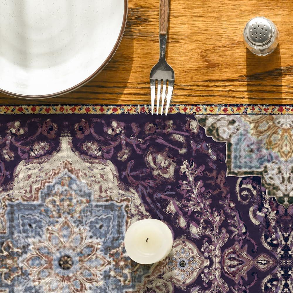 imageArtoid Mode Dark Blue Boho Bohemia Style Table Runner Country Rustic Farmhouse Magical Halloween Kitchen Dining Table Decoration for Home Party Decor 13x72 InchPurple