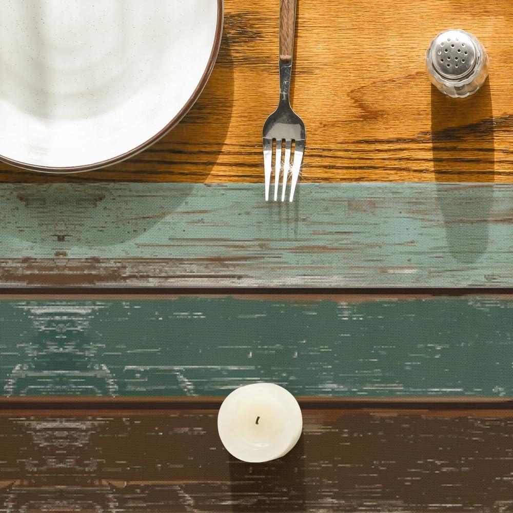 imageArtoid Mode Green Retro Rustic Wood Texture Table Runner Seasonal Spring Kitchen Dining Table Decoration for Home Party Decor 13x72 InchGreen