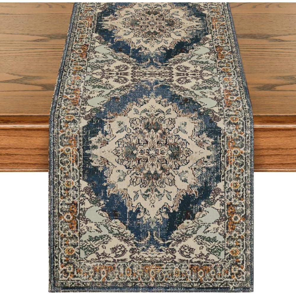 imageArtoid Mode Dark Blue Boho Bohemia Style Table Runner Country Rustic Farmhouse Magical Halloween Kitchen Dining Table Decoration for Home Party Decor 13x72 InchGrey