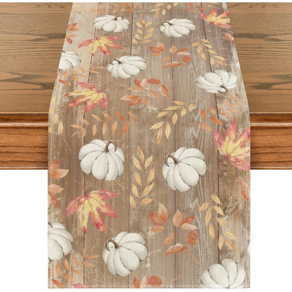 imageArtoid Mode Orange Pumpkins Fall Maple Leaves Fall Table Runner Seasonal Autumn Kitchen Dining Table Decoration for Home Party Decor 13x72 InchBrown