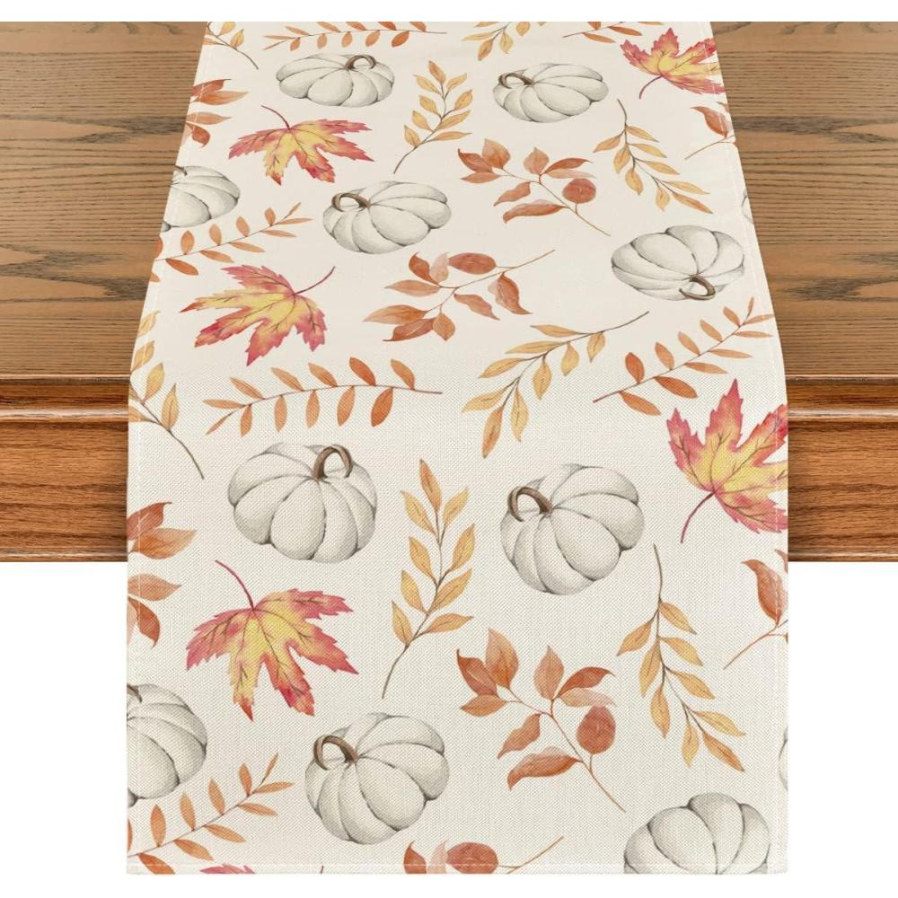 imageArtoid Mode Orange Pumpkins Fall Maple Leaves Fall Table Runner Seasonal Autumn Kitchen Dining Table Decoration for Home Party Decor 13x72 InchOrange