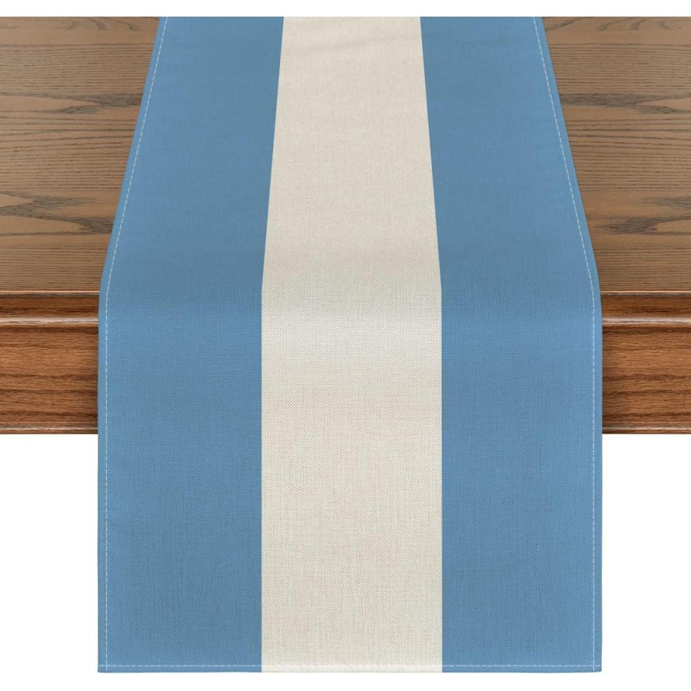 imageArtoid Mode Red Stripes 2025 New Year Christmas Table Runner Seasonal Winter Holiday Kitchen Dining Table Decoration for Home Party Decor 13x72 InchBlueWhite