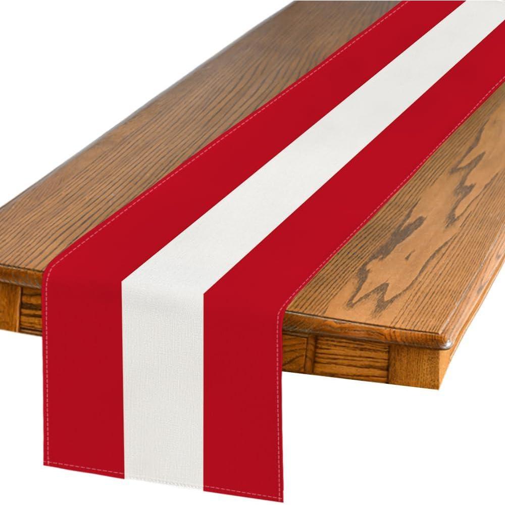 imageArtoid Mode Red Stripes 2025 New Year Christmas Table Runner Seasonal Winter Holiday Kitchen Dining Table Decoration for Home Party Decor 13x72 InchRedBeige