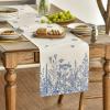 Artoid Mode Antique Herbs and Wild Flowers Summer Table Runner, Spring Fall Kitchen Dining Table Decoration for Home Party 13×72 Inch(Blue)