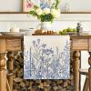 Artoid Mode Antique Herbs and Wild Flowers Summer Table Runner, Spring Fall Kitchen Dining Table Decoration for Home Party 13×72 Inch(Blue)