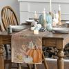 Artoid Mode Aqua Hello Pumpkin Leaves Fall Table Runner, Seasonal Autumn Kitchen Dining Table Decoration for Home Party Decor 13×72 Inch(Wood-orange)