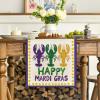 Artoid Mode Beads Happy Mardi Gras Carnival Table Runner, Seasonal Holiday Kitchen Dining Table Decoration for Indoor Outdoor Home Party Decor 13 x 72 Inch(Purple)
