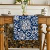 Artoid Mode Beige Floral Paisley Table Runner, Seasonal Spring Kitchen Dining Table Decoration for Home Party Decor 13×72 Inch(Blue)