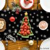 Artoid Mode Beige Pine Tree Snowflake Merry Christmas Table Runner, Seasonal Winter Xmas Holiday Kitchen Dining Table Decoration for Home Party Decor 13 x 72 Inch(Black)