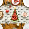 Artoid Mode Beige Xmas Tree Christmas Table Runner, Seasonal Winter Kitchen Dining Table Decoration for Home Party Decor 13×72 Inch(Beige-green)