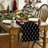 Artoid Mode Beige Xmas Tree Christmas Table Runner, Seasonal Winter Kitchen Dining Table Decoration for Home Party Decor 13×72 Inch(Black)