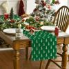 Artoid Mode Beige Xmas Tree Christmas Table Runner, Seasonal Winter Kitchen Dining Table Decoration for Home Party Decor 13×72 Inch(Green)