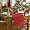 Artoid Mode Beige Xmas Tree Christmas Table Runner, Seasonal Winter Kitchen Dining Table Decoration for Home Party Decor 13×72 Inch(Red)