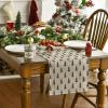 Artoid Mode Beige Xmas Tree Christmas Table Runner, Seasonal Winter Kitchen Dining Table Decoration for Home Party Decor 13×72 Inch(Wood)