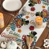 Artoid Mode Black Gobble Turkey Pumpkin Thanksgiving Table Runner, Fall Autumn Harvest Kitchen Dining Table Decoration for Home Party Decor 13×72 Inch(Beige)