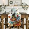 Artoid Mode Black Gobble Turkey Pumpkin Thanksgiving Table Runner, Fall Autumn Harvest Kitchen Dining Table Decoration for Home Party Decor 13×72 Inch(Beige)