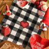 Artoid Mode Black Red Buffalo Plaid Hearts Truck Love Valentine’s Day Table Runner, Kitchen Dining Table Decoration for Home Party Decor 13×72 Inch(Black/White)