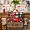 Artoid Mode Black Red Buffalo Plaid Hearts Truck Love Valentine’s Day Table Runner, Kitchen Dining Table Decoration for Home Party Decor 13×72 Inch(Black/White)