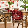Artoid Mode Black Red Buffalo Plaid Hearts Truck Love Valentine’s Day Table Runner, Kitchen Dining Table Decoration for Home Party Decor 13×72 Inch(Red / Black)