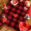 Artoid Mode Black Red Buffalo Plaid Hearts Truck Love Valentine’s Day Table Runner, Kitchen Dining Table Decoration for Home Party Decor 13×72 Inch(Red / Black)