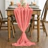 Artoid Mode Boho Cheesecloth Gauze Dusty Pink Wedding Table Runner, 120 Inch Seasonal Fabric Kitchen Dining Holiday Table Decor for Home Party Indoor(Coral)
