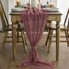 Artoid Mode Boho Cheesecloth Gauze Dusty Pink Wedding Table Runner, 120 Inch Seasonal Fabric Kitchen Dining Holiday Table Decor for Home Party Indoor(Dusty Rose)