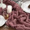 Artoid Mode Boho Cheesecloth Gauze Dusty Pink Wedding Table Runner, 120 Inch Seasonal Fabric Kitchen Dining Holiday Table Decor for Home Party Indoor(Dusty Rose)