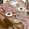 Artoid Mode Boho Cheesecloth Gauze Dusty Pink Wedding Table Runner, 120 Inch Seasonal Fabric Kitchen Dining Holiday Table Decor for Home Party Indoor(Dusty Pink)