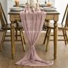 Artoid Mode Boho Cheesecloth Gauze Dusty Pink Wedding Table Runner, 120 Inch Seasonal Fabric Kitchen Dining Holiday Table Decor for Home Party Indoor(Dusty Pink)