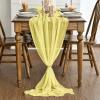 Artoid Mode Boho Cheesecloth Gauze Dusty Pink Wedding Table Runner, 120 Inch Seasonal Fabric Kitchen Dining Holiday Table Decor for Home Party Indoor(Light Yellow)