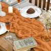 Artoid Mode Boho Cheesecloth Gauze Dusty Pink Wedding Table Runner, 120 Inch Seasonal Fabric Kitchen Dining Holiday Table Decor for Home Party Indoor(Orange)