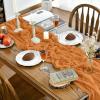 Artoid Mode Boho Cheesecloth Gauze Dusty Pink Wedding Table Runner, 120 Inch Seasonal Fabric Kitchen Dining Holiday Table Decor for Home Party Indoor(Orange)