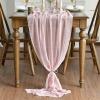 Artoid Mode Boho Cheesecloth Gauze Dusty Pink Wedding Table Runner, 120 Inch Seasonal Fabric Kitchen Dining Holiday Table Decor for Home Party Indoor(Rouge)