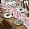Artoid Mode Boho Cheesecloth Gauze Dusty Pink Wedding Table Runner, 120 Inch Seasonal Fabric Kitchen Dining Holiday Table Decor for Home Party Indoor(Rouge)