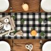Artoid Mode Buffalo Plaid Bowknot Pumpkin Thankful Fall Table Runner, Autumn Thanksgiving Kitchen Dining Table Decoration for Home Party Decor 13×72 Inch(Linen)