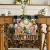 Artoid Mode Buffalo Plaid Bunny Egg Flowers Happy Easter Table Runner, Seasonal Spring Kitchen Dining Table Decor for Home Party Decor 13×72 Inch(Black)
