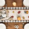 Artoid Mode Buffalo Plaid Gnome Pumpkin Maple Leaves Fall Table Runner, Autumn Kitchen Dining Table Decoration for Indoor Outdoor Home Party 13×72 Inch