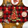 Artoid Mode Buffalo Plaid Kogiya Shepherd Christmas Table Runner, Winter O Holy Night Xmas Kitchen Dining Table Decoration for Home Party Decor 13×72 Inch(Red / Black)