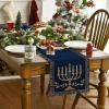 Artoid Mode Candle Menorah Hanukkah Table Runner, Hexagram Chanukah Holiday Kitchen Dining Table Decoration for Home Party Decor 13×72 Inch(Blue)