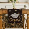 Artoid Mode Congrats Table Runner Diploma Cap, 2025 Graduation Holiday Kitchen Dining Table Runners for Home Party Decor 13 x 36 Inch(Black)