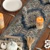 Artoid Mode Dark Blue Boho Bohemia Style Table Runner, Country Rustic Farmhouse Magical Halloween Kitchen Dining Table Decoration for Home Party Decor 13×72 Inch(Grey)