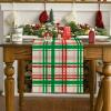 Artoid Mode Green Red Buffalo Plaid Table Runner, Seasonal Fall Christmas Kitchen Dining Table Decoration for Outdoor Home Party 13×72 Inch(Green/Red)