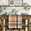 Artoid Mode Green Red Buffalo Plaid Table Runner, Seasonal Fall Christmas Kitchen Dining Table Decoration for Outdoor Home Party 13×72 Inch(Orange/Black)