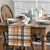 Artoid Mode Green Red Buffalo Plaid Table Runner, Seasonal Fall Christmas Kitchen Dining Table Decoration for Outdoor Home Party 13×72 Inch(Orange/Black)