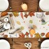 Artoid Mode Happy Thanks Giving Pumpkin Maple Leaves Thanksgiving Table Runner, Autumn Fall Kitchen Dining Table Decoration for Home Party Decor 13×72 Inch