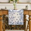 Artoid Mode Monochrome Sketch Birds and Flowers Spring Table Runner, Seasonal Summer Fall Kitchen Dining Table Decoration for Home Party Decor 13×72 Inch(Blue/Beige)
