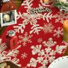 Artoid Mode Navy Blue Snowflakes Christmas Table Runner, Seasonal Winter Holiday Kitchen Dining Table Decoration for Home Party Decor 13×72 Inch(Red)