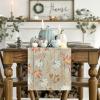 Artoid Mode Orange Pumpkins Fall Maple Leaves Fall Table Runner, Seasonal Autumn Kitchen Dining Table Decoration for Home Party Decor 13×72 Inch(Beige)
