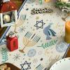 Artoid Mode Pigeon Olive Branch Hanukkah Menorah Table Runner, Seasonal Chanukah Kitchen Dining Table Decoration for Outdoor Home Party 13×72 Inch(Beige)